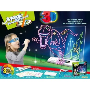 Tabla Magica cu desene 3D Magic Light Box cu ochelari 3D, model Dinozauri #JJ5375 - Img 2