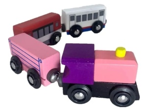 Trenulet Magnetic din Lemn cu Locomotiva si 3 Vagoane, Multicolor #JJ5425 - Img 4