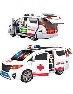 Ambulanta cu Lumini 3D, Muzica, Usi care se deschid si Functie de Rotire 23 cm #JJ5467 - Img 2