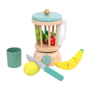 Blender cu Fructe de Taiat si Accesorii, din Lemn, Joc de Rol, KABI, nunate Pastel #JJ5668 - Img 7