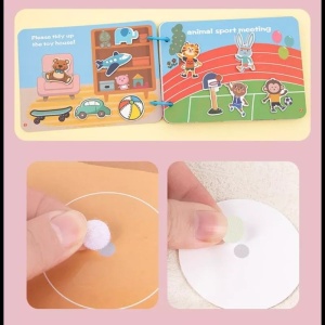 Carte interactiva Quiet Book Montessori, piese cu scai reutilizabile, 10 pagini #JJ5656 - Img 7