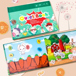 Carte interactiva Quiet Book Montessori, piese cu scai reutilizabile, 10 pagini #JJ5657 - Img 10