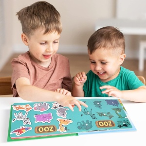 Carte interactiva Quiet Book Montessori, piese cu scai reutilizabile, Model Lumea Animalelor, 10 pagini, #JJ5660 - Img 5