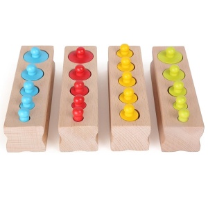 Joc 4 Sortatoare din Lemn cu 20 Cilindrii colorati, tip Montessori #JJ5147 - Img 9