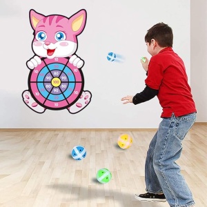Joc Interactiv Darts din textil, Placa pliabila, 3 mingi cu scai, Model , 47 cm #JJ5525 - Img 2