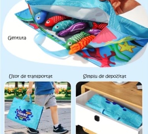 Joc interactiv de Pescuit si Sortare din Fetru cu velcro, 27 piese #JJ5642 - Img 5