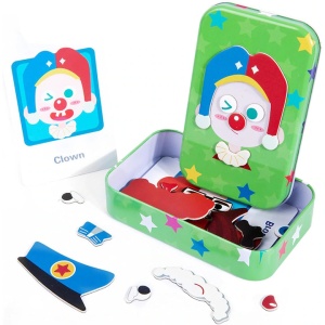 Joc Puzzle Magnetic in Cutie metalica, model Clovn #JJ5358