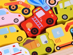 Joc puzzle Montessori Mijloace de transport din lemn, tip tetris, 26 piese 3D #JJ5039 - Img 6