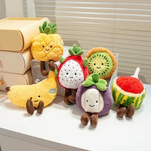 Jucarie de Plus Ananas pufos cu fata zambitoare, 16 cm, #JJ5576 - Img 4