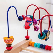 Labirint Montessori din Lemn pentru motricitate, cu Abac, Fructe si numaratoare, Multicolor #JJ5164 - Img 6