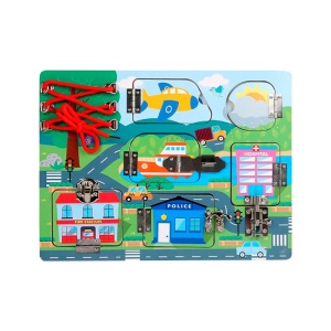 Placa Busy Board din Lemn, Orasel cu Trafic, Incuietori Metalice, tip Montessori#JJ5441
