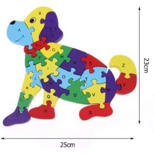 Puzzle 3D din lemn Catel fata/verso cu Alfabet/ Numere, 26 piese, multicolor #JJ5561 - Img 8
