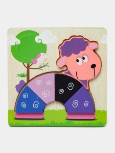 Puzzle 3D din Lemn Model Oaie, 5 piese, tip Montessori #JJ5640