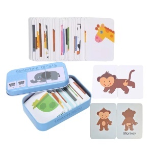 Puzzle Cognitiv Asociere in Cutie Metalica , Animale, 32 piese #JJ5311