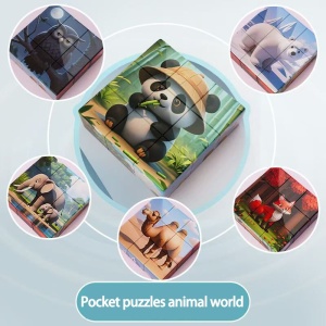 Puzzle Cuburi Magnetice, 6 in 1, Model Animale, 16 cuburi #JJ5581 - Img 3