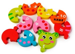 Puzzle din lemn Omida cu numere 1-10, tip Montessori #JJ5086 - Img 2