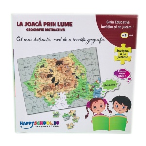 Puzzle Educativ Geografic 2 in 1 “La joaca prin Lume” cu Harta Romaniei și Harta Lumii #JJ5137 - Img 1