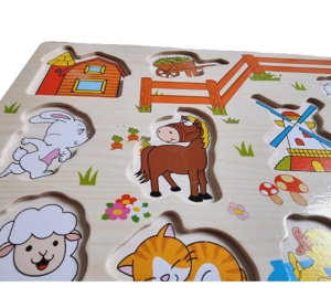 Puzzle incastru din lemn Animale Domestice cu maner #JJ5022 - Img 4