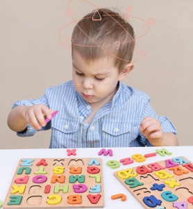 Puzzle incastru educativ 3D din lemn - Alfabet: Litere Mari #JJ5106 - Img 2