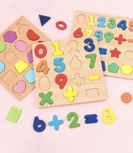 Puzzle incastru educativ 3D din lemn - Cifre și Semne Matematice #JJ5046 - Img 2