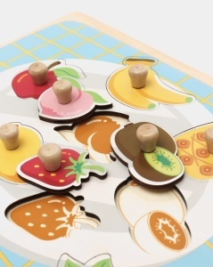Puzzle Incastru Montessori din Lemn cu Maner: Fructe, 9 piese #JJ5324 - Img 3