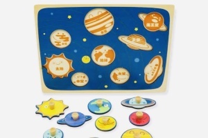 Puzzle Incastru Montessori din Lemn cu Maner: Sistemul Solar, 9 piese #JJ5325 - Img 2