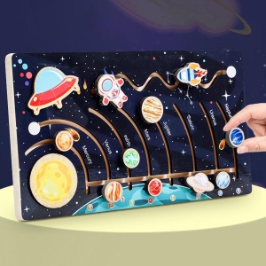 Puzzle Labirint 3D din Lemn, tip Montessori, Sistemul Solar #JJ5568 - Img 2