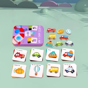 Puzzle Montessori de asociere în cutie metalică Guess Who I Am, Mijloace de transport, 24 piese #JJ5031 - Img 6