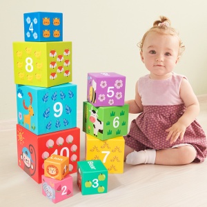 Set 10 Cutii de Stivuit, Invatare Numere, Animale, Multicolor #JJ5459 - Img 4