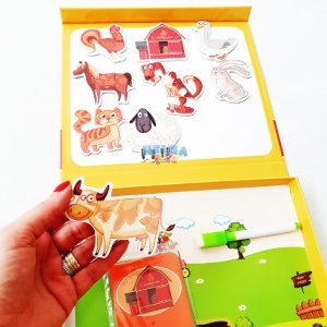 Set 2 in 1, Puzzle Magnetic si tablita de scris, Model Animale Domestice #JJ5552 - Img 5