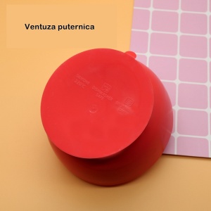 Set 2 piese Diversificare Bebelusi din Silicon, Bol cu ventuza, Lingurita din Lemn si Silicon, fara alergeni, Galben #JJ5605 - Img 4