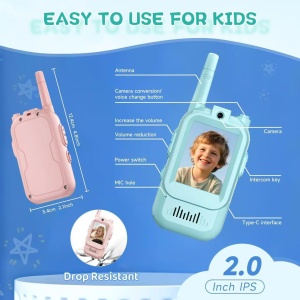 Set 2 Video Walkie-Talkie, conexiune directa Fara Internet, incaracre USB, Roz si Albastru #JJ5461 - Img 4