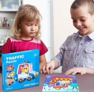 Set 6 Puzzle din carton Mijloace de Transport, Piese Mari, 6 in 1 #JJ5024 - Img 3