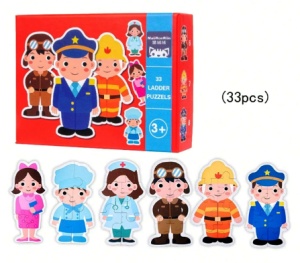 Set 6 puzzle-uri cu piese mari, din carton gros - Meserii, 33 piese #JJ5316