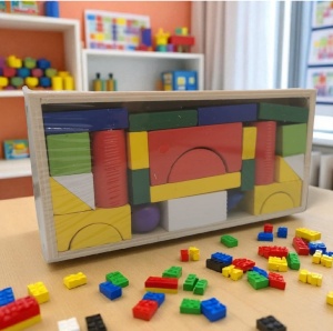 Set Cuburi de Construit din Lemn, 27 piese, multicolor #JJ5360 - Img 3