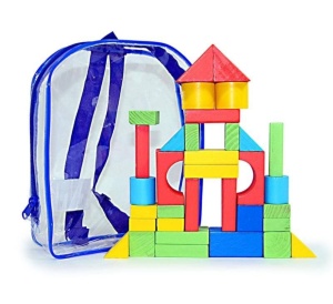 Set Cuburi de Construit din Lemn in Rucsac, Multicolor #JJ5414 - Img 5