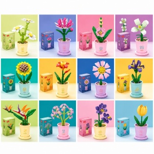 Set de Constructie cu 12 Flori in Ghiveci, ambalate individual, din ABS, compatibile Lego #JJ5632 - Img 2