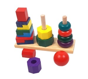 Sortator Montessori din Lemn 3 in 1 cu 3 Coloane si 16 Forme geometrice #JJ5488 - Img 6
