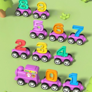Trenulet Magnetic cu Numere 0-9, Locomotiva si 10 Vagoane, Plastic, Multicolor #JJ5437 - Img 5