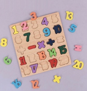 🌈Oferta zilei❗Puzzle Incastru Educativ 3D din Lemn - Numere 1-20 si Semne Matematice #JJ5049 - Img 4