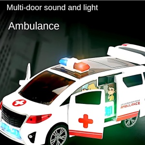 Ambulanta cu Lumini 3D, Muzica, Usi care se deschid si Functie de Rotire 23 cm #JJ5467 - Img 9