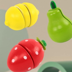 Blender cu Fructe de Taiat si Accesorii, din Lemn, Joc de Rol, KABI, nunate Pastel #JJ5668 - Img 4