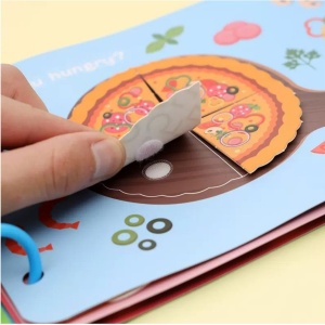 Carte interactiva Quiet Book Montessori, piese cu scai reutilizabile, 10 pagini #JJ5656 - Img 4