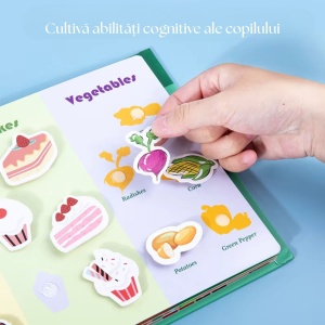 Carte interactiva Quiet Book Montessori, piese cu scai reutilizabile, 10 pagini #JJ5657 - Img 7