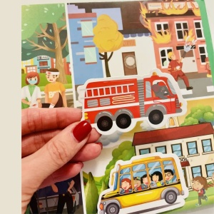 Carte interactiva Quiet Book Montessori, piese cu scai reutilizabile, Vehicule si Masini, 10 pagini, #JJ5663 - Img 5
