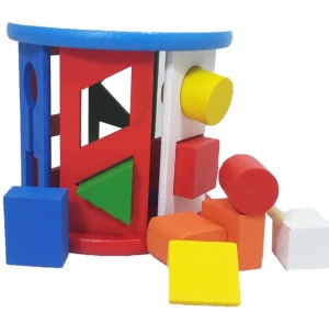 Cilindru sortator din lemn tip Montessori cu 10 forme geometrice #JJ5006 - Img 5