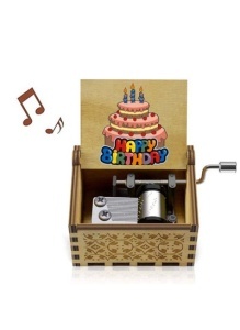 Cutie Muzicala Manuala Vintage, din Lemn, melodie “Happy Birthday” #JJ5330 - Img 2