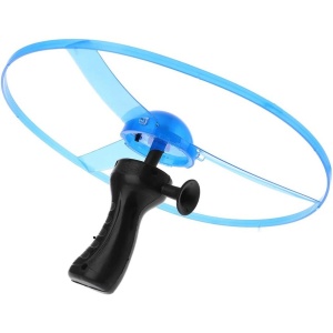 Disc Zburător cu lumini și lansator manual din plastic, Verde #JJ5111 - Img 1
