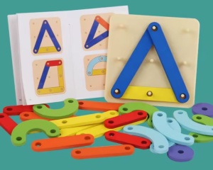 Geoboard Creativ din Lemn, tip Montessori, 25 piese, multicolor #JJ5148 - Img 5