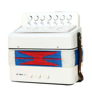 Instrument Muzical Acordeon Jucarie, 7 butoane, 2 bass, Alb #JJ5182